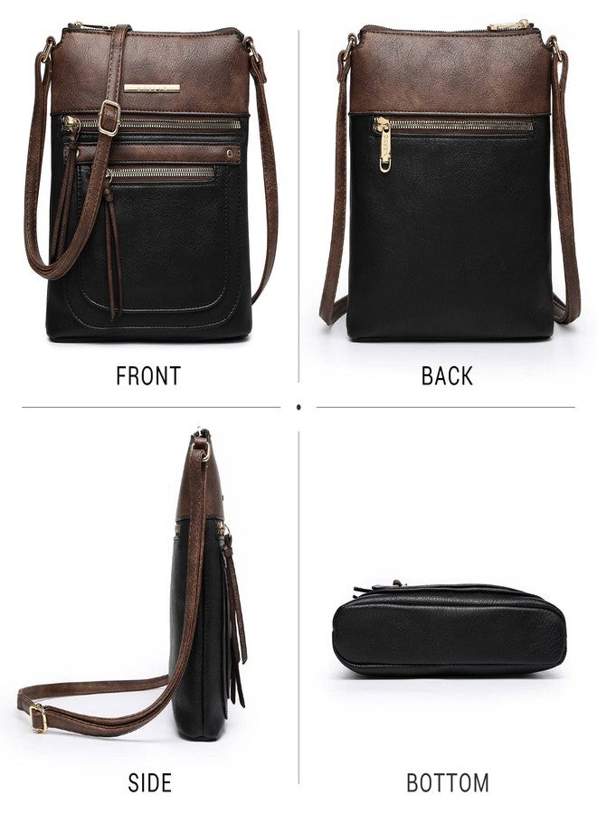 Dasein Crossbody Purse for Women Vegan Leather Shoulder Handbags Messenger Bags with Multi Zipper Pockets (Black) - Image 3
