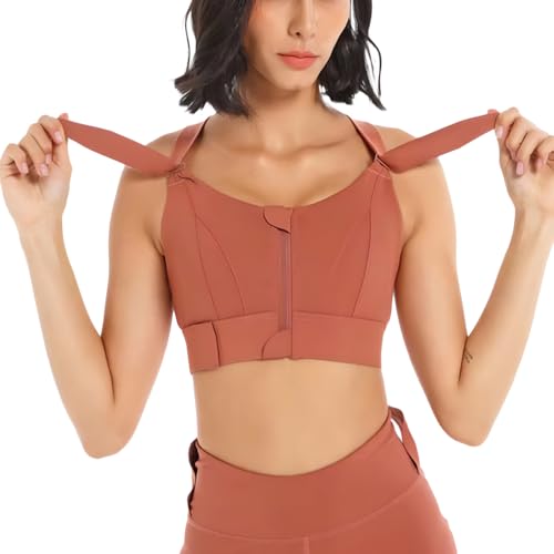 Luella Sports Bra for Women with Front Zip High Impact Longline Criss Cross Back Crop Top | Polyester Spandex Activewear for Gym, Yoga & Workout Red - Image 2