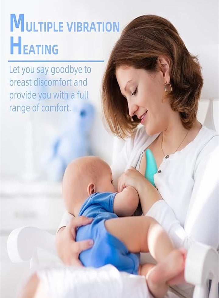 Generic Nursing Pump, Breastfeeding Heated Electric Pump - 10 Vibration Modes to Improve Milk Flow and Relieve Postpartum Swelling and Pain (Blue)  - Image 5