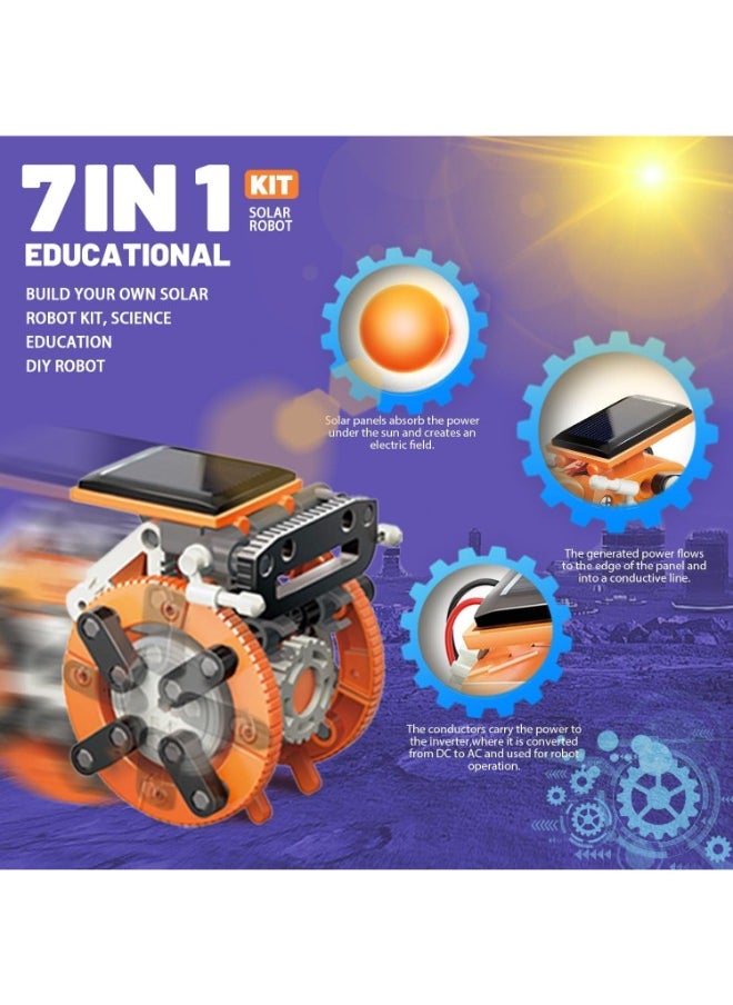 TOY GARDEN - 7-in-1 Solar Robot Kit for Kids Aged 8-12 | STEM Educational Science Building Kit | Solar-Powered Robots in Orange | Fun & Learning - Image 1
