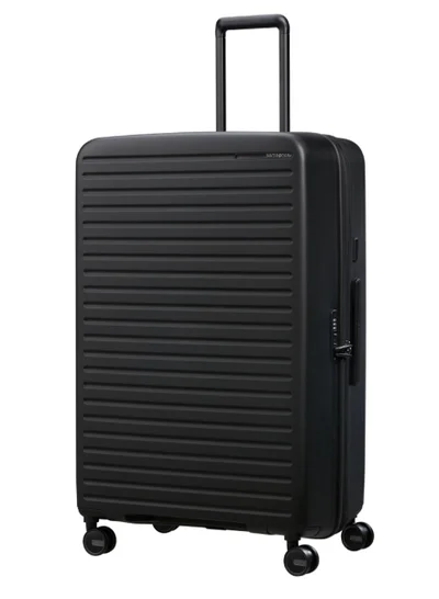 Samsonite Restackd Suitcase Check-In Size 81 cm / 30 inch, 4 Spinner Wheels, Polypropylene, Black|TSA Combination Lock|Shock Absorbing Wheels|Expandable - 5 Years International Warranty