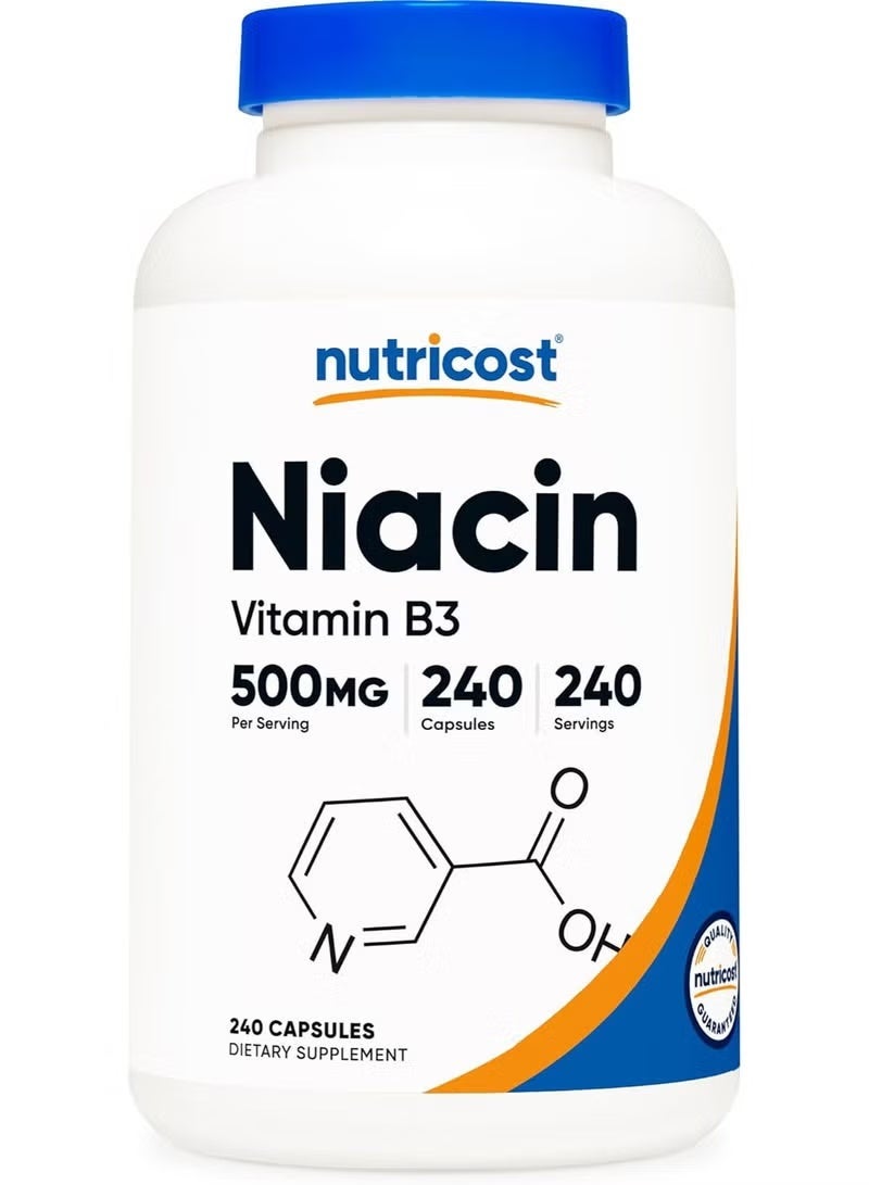 Nutricost, Niacin, 500 mg, 240 Capsules - Image 1