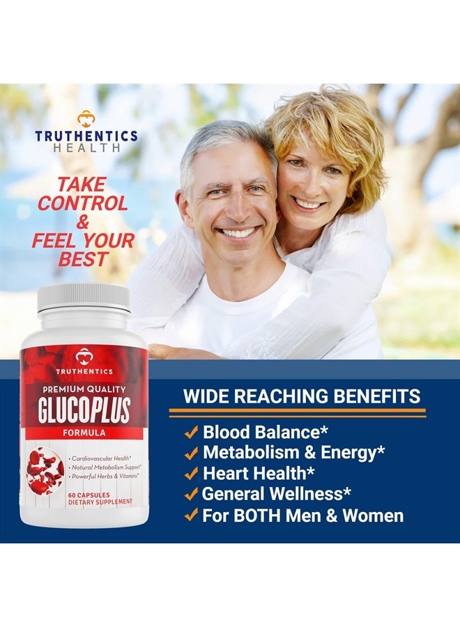 TRUTHENTICS جلوكوبلس - 20 عشبة، فيتامينات ومعادن مع القرفة، الكروم، حمض ألفا ليبويك، المغنيسيوم - خالي من الجلوتين، غير معدل وراثيًا - 60 كبسولة - Image 4