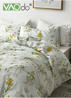 VAOdo 4PCS Bedding Set  King Size Comforter Set  Skin-Friendly Sheet Set  Solid Color  Breathable  Fresh  Pastoral Style Duvet Cover Set  2.0M Bed 220*240CM  - Image 2