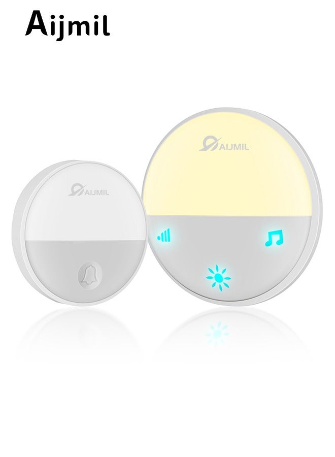 Aijmil جرس الباب اللاسلكي الذكي | مدى 200 متر | إضاءة ليلية LED - IP44 مقاومة للماء | 52 نغمة رنين - Image 1