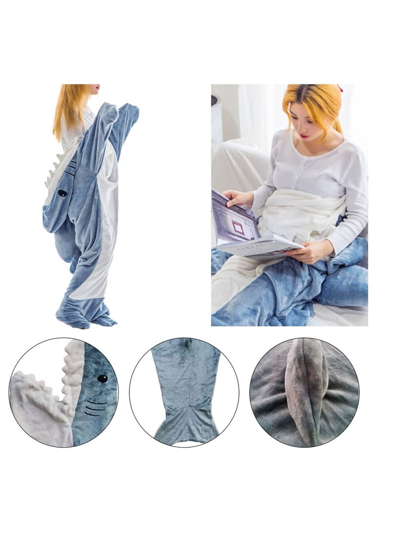Excefore - Super Soft Cozy Shark Blanket Hoodie for Adults and Children - Wearable Shark Onesie Blanket Sleeping Bag - Cosplay Shark Costume - Perfect Shark Gift for Shark Lovers - Image 1