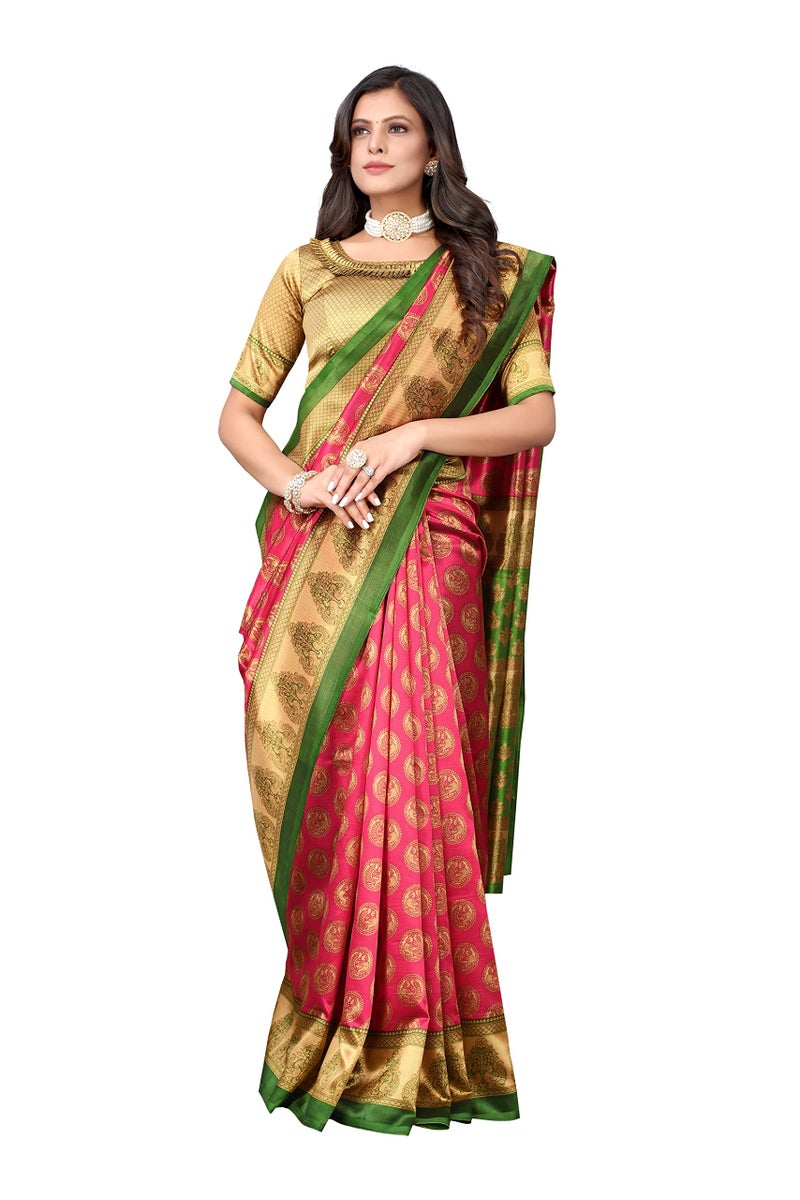 Yashika Women's Jacquard Art Silk Standard Length Saree (Alifa Pink_R - Image 4