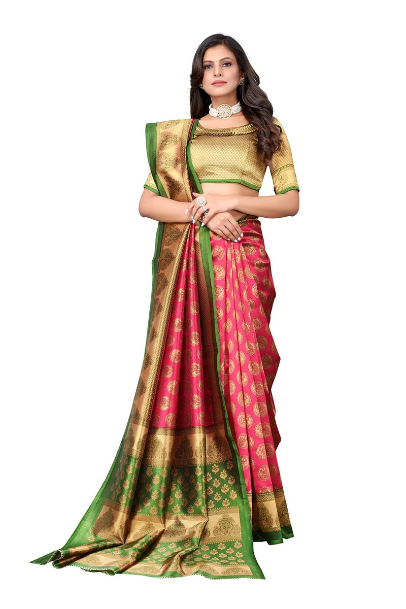 Yashika Women's Jacquard Art Silk Standard Length Saree (Alifa Pink_R - Image 3