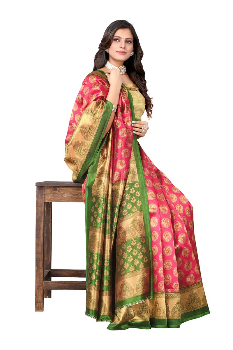 Yashika Women's Jacquard Art Silk Standard Length Saree (Alifa Pink_R - Image 5