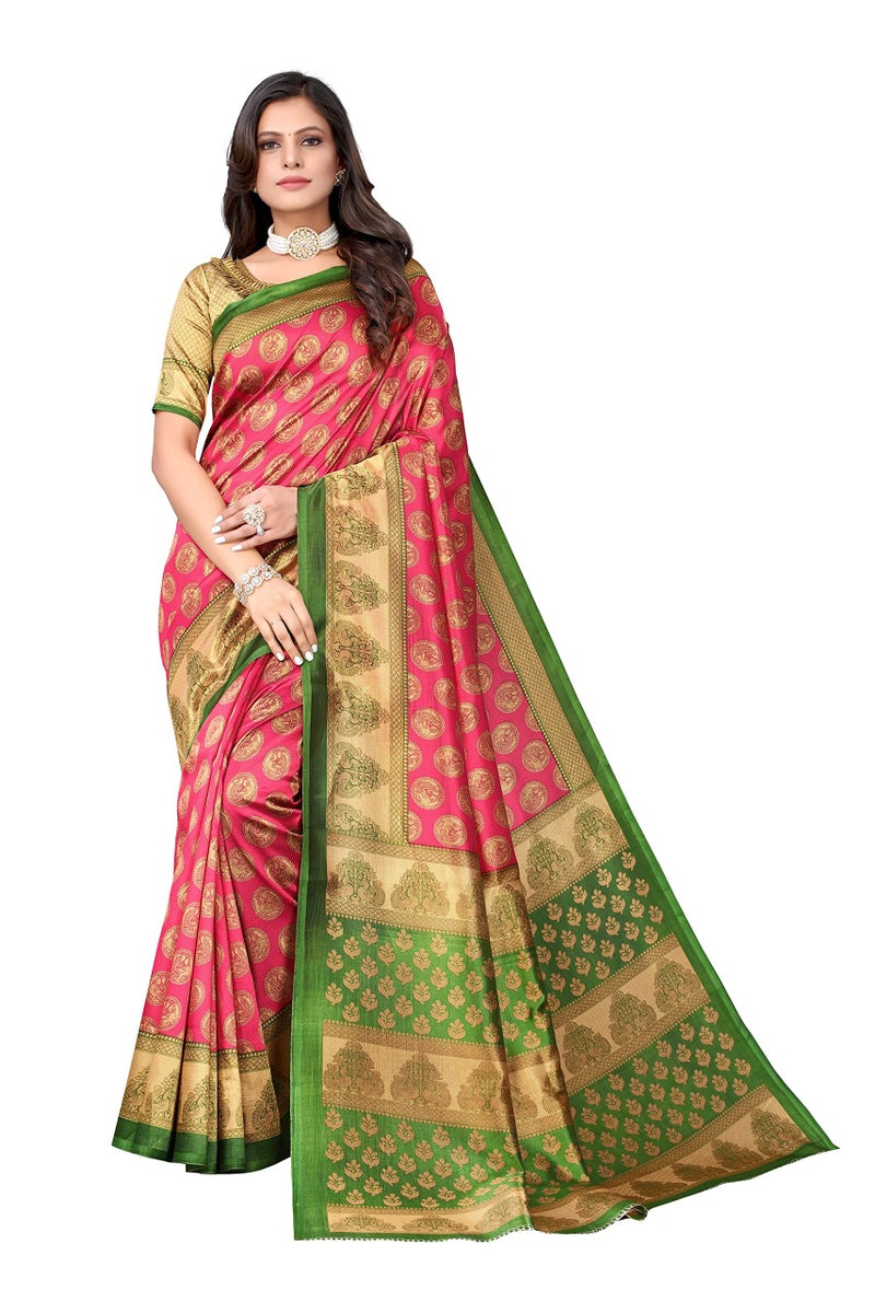 Yashika Women's Jacquard Art Silk Standard Length Saree (Alifa Pink_R - Image 1
