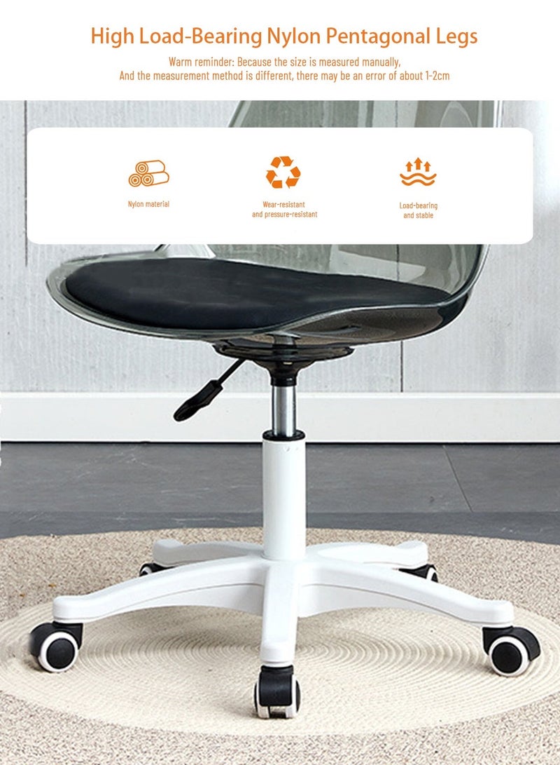 Sinyin Set of 5 Transparent Office Chairs with Soft Cushion Seat, Adjustable Swivel Desk Chair with Wheels, Modern Nordic Computer Chair for Home Office, Bedroom and Vanity Room - Image 4
