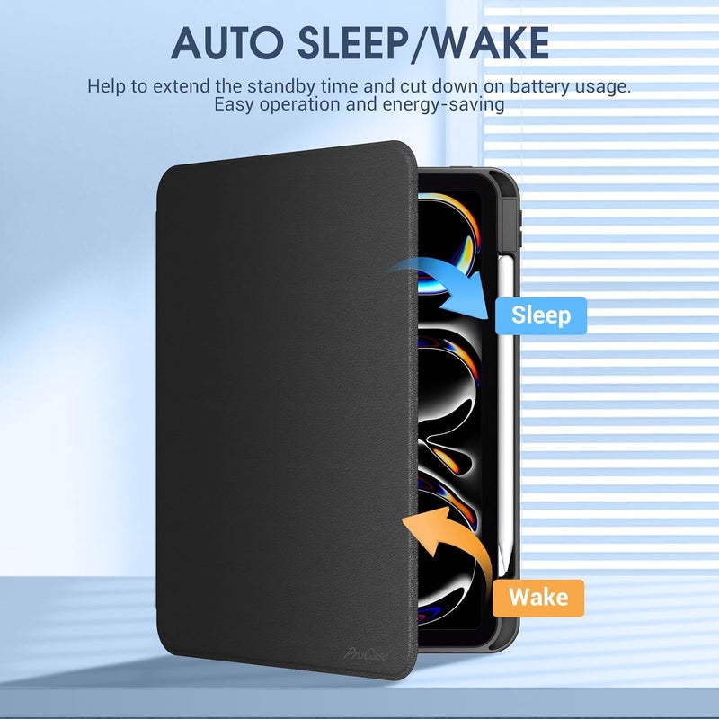 Procases Smart Cover For Ipad Pro 11 Inch Case M4 2024, Slim Stand Protective Case Folio Cover For Ipad Pro 11" M4 5Th Generation 2024 -Black - Image 4