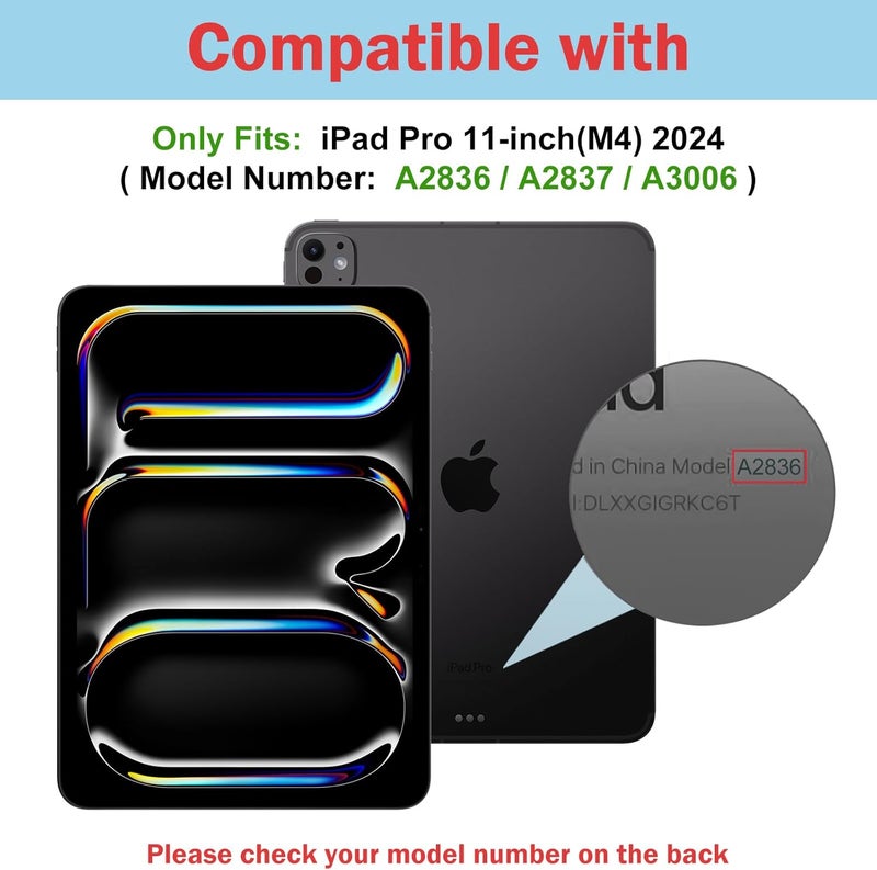 Procases Smart Cover For Ipad Pro 11 Inch Case M4 2024, Slim Stand Protective Case Folio Cover For Ipad Pro 11" M4 5Th Generation 2024 -Black - Image 2