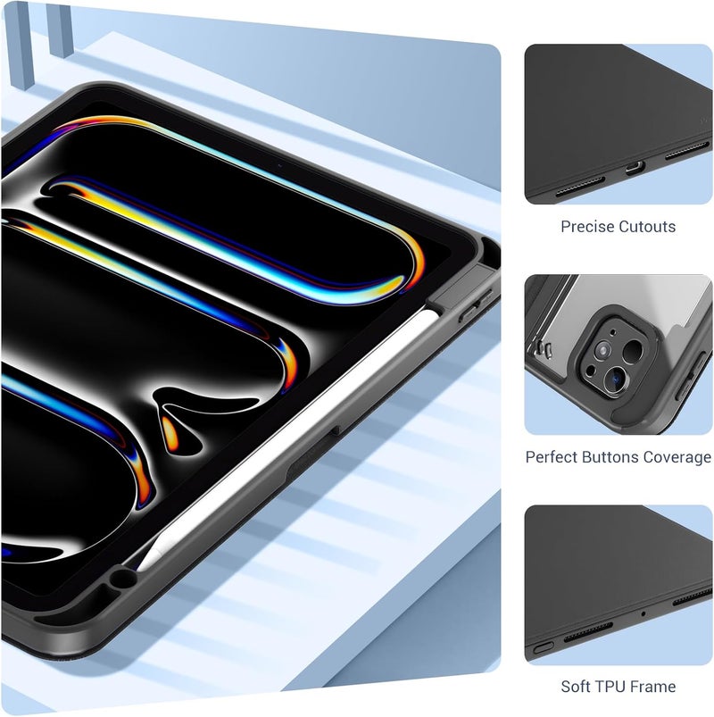 Procases Smart Cover For Ipad Pro 11 Inch Case M4 2024, Slim Stand Protective Case Folio Cover For Ipad Pro 11" M4 5Th Generation 2024 -Black - Image 5