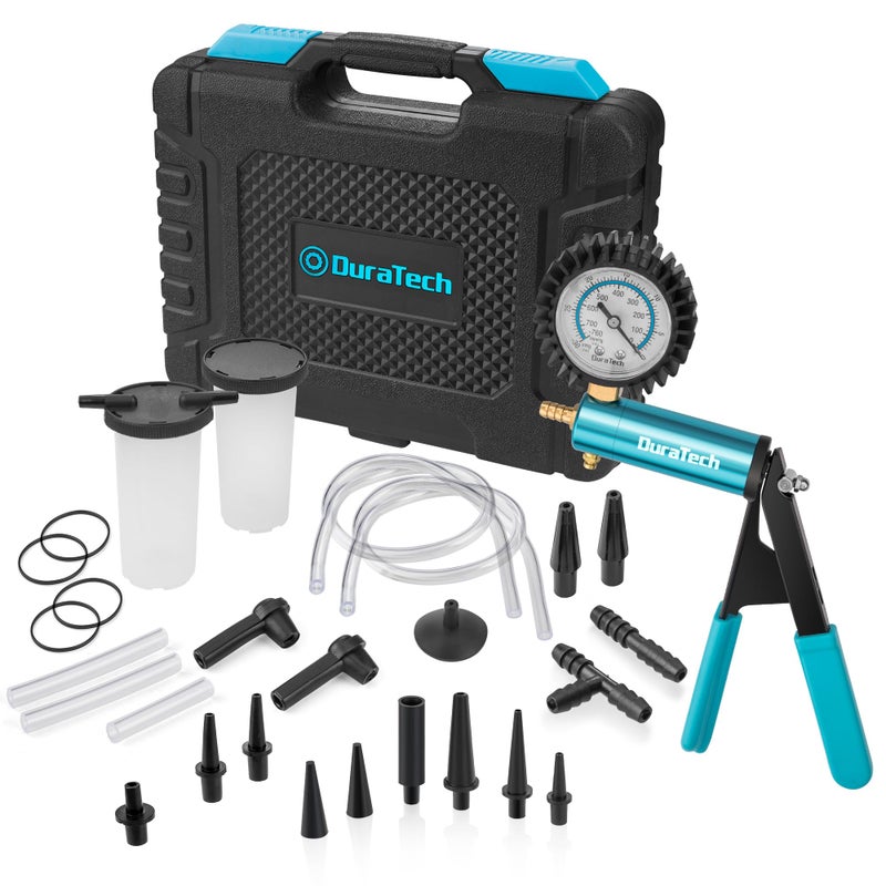 DURATECH 2 in 1 Brake Bleeder Kit, Brake Fluid Bleeder Kit with Metal Handheld Vacuum Pump, Ideal for Automotive, Organized in Portable Case - Image 1