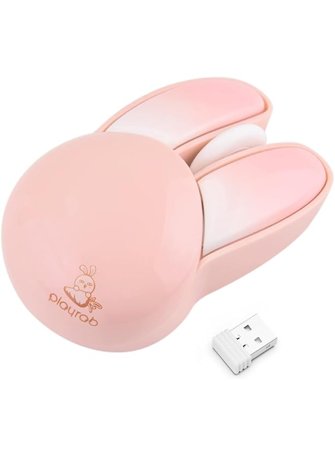erorex Wireless Silent Mouse Rabbit Designs 2.4G Slim Cordless Mice Opatical Mouse Wireless For Chromebook Pc Laptop Notebook Pink  - Image 1