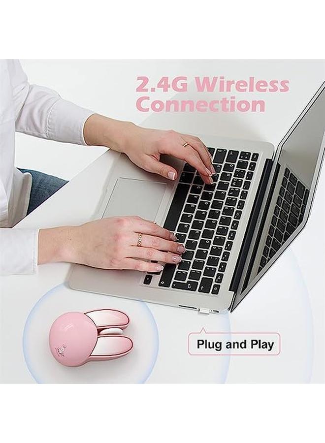 erorex Wireless Silent Mouse Rabbit Designs 2.4G Slim Cordless Mice Opatical Mouse Wireless For Chromebook Pc Laptop Notebook Pink  - Image 2