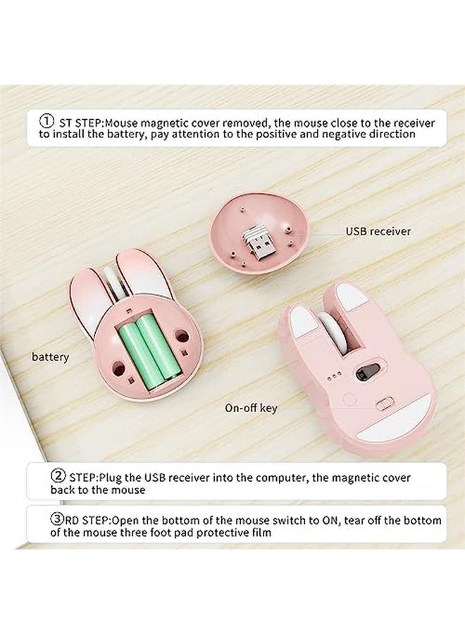 erorex Wireless Silent Mouse Rabbit Designs 2.4G Slim Cordless Mice Opatical Mouse Wireless For Chromebook Pc Laptop Notebook Pink  - Image 3