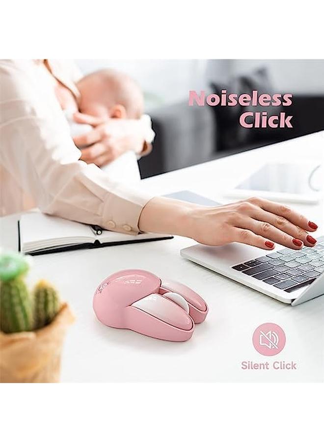erorex Wireless Silent Mouse Rabbit Designs 2.4G Slim Cordless Mice Opatical Mouse Wireless For Chromebook Pc Laptop Notebook Pink  - Image 4