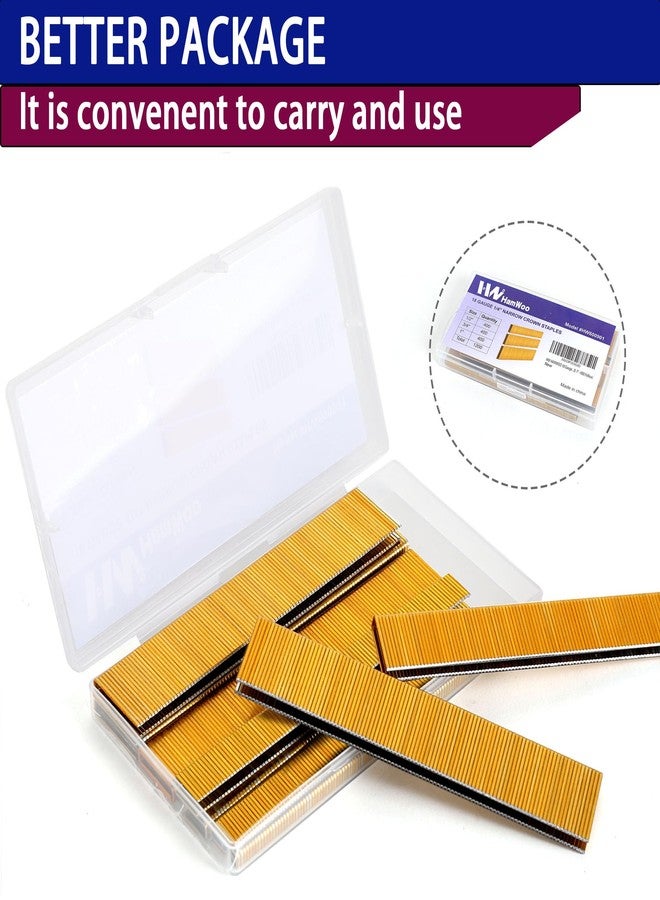 HW HAMWOO 18 Gauge by 1/2 to 1 in Multi-Pack Narrow Crown Staples, 1200-Pack Including 1/2"- 400; 3/4"- 400; 1"- 400(Yellow) - Image 5
