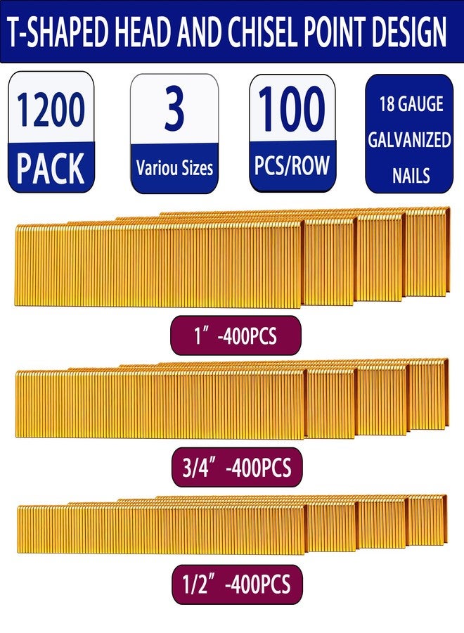 HW HAMWOO 18 Gauge by 1/2 to 1 in Multi-Pack Narrow Crown Staples, 1200-Pack Including 1/2"- 400; 3/4"- 400; 1"- 400(Yellow) - Image 3