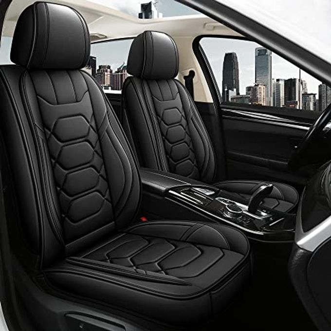 Pariitadin Leather Car Seat Covers Front Pair, Waterproof Faux Leather Seat Covers For Cars, Non-Slip Car Interior Covers Universal Fit For Most Cars Sedans Trucks Suvs, Black - Image 4