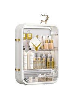 Wall-Mounted Makeup and Skincare Organizers Cosmetic Storage Box for Bathroom, Living Roomand Bedroom, Wall Floating Shelves Organizer Transparent Multi-Function Floating Rack (White)