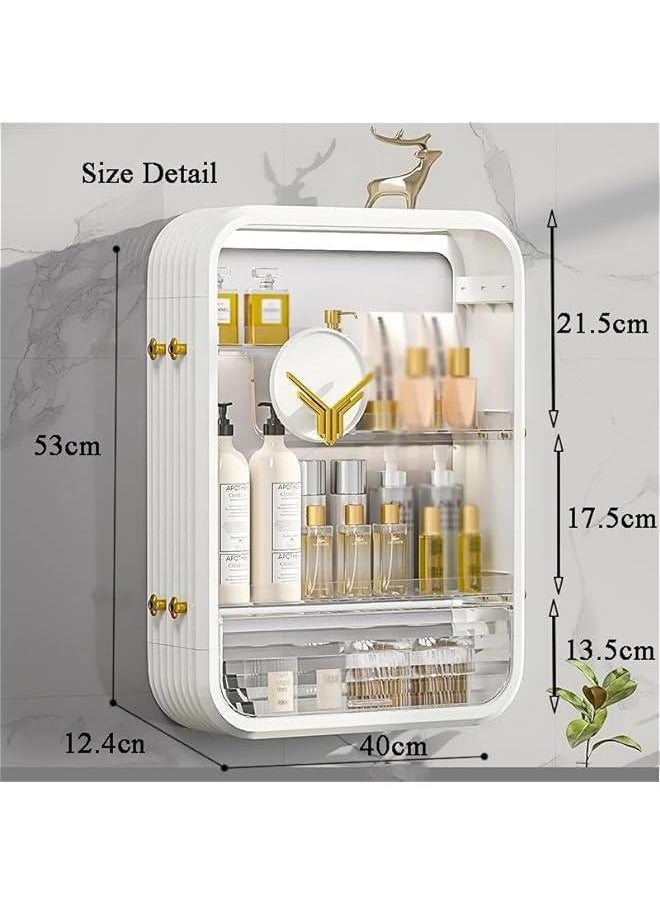 Generic - Wall-Mounted Makeup and Skincare Organizers Cosmetic Storage Box for Bathroom, Living Roomand Bedroom, Wall Floating Shelves Organizer Transparent Multi-Function Floating Rack (White) - Image 1
