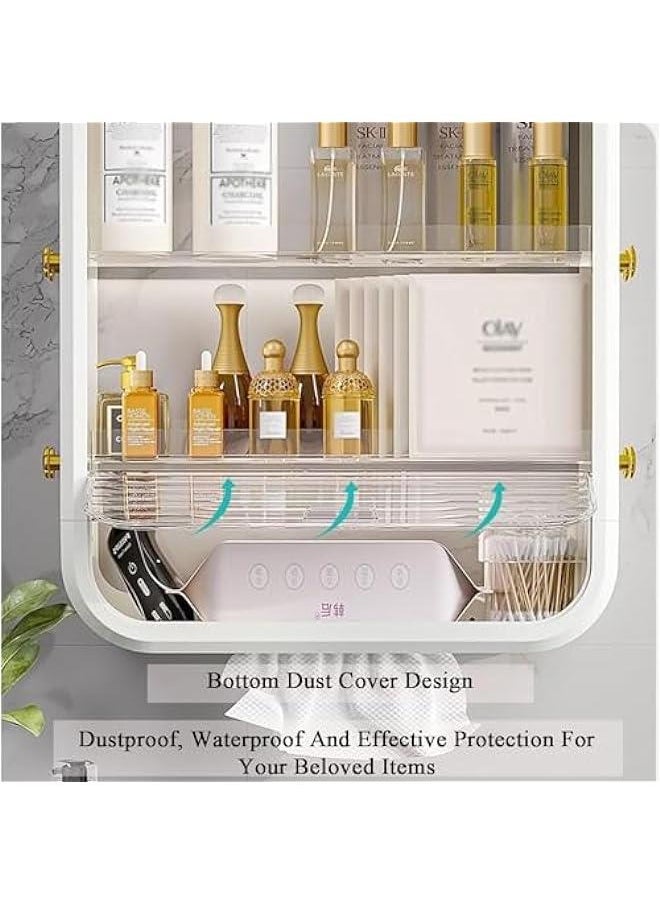 Generic - Wall-Mounted Makeup and Skincare Organizers Cosmetic Storage Box for Bathroom, Living Roomand Bedroom, Wall Floating Shelves Organizer Transparent Multi-Function Floating Rack (White) - Image 1