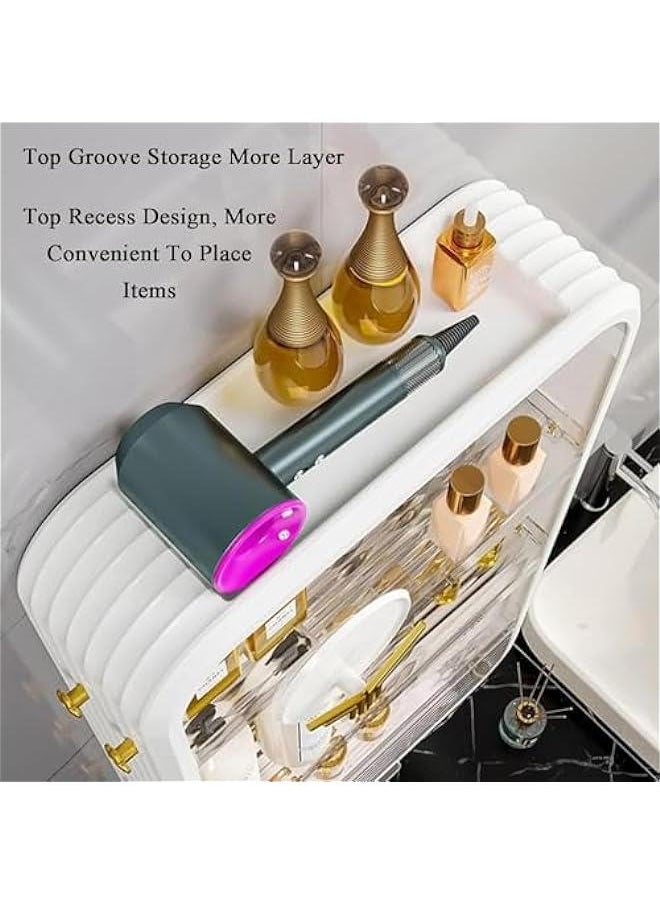 Generic - Wall-Mounted Makeup and Skincare Organizers Cosmetic Storage Box for Bathroom, Living Roomand Bedroom, Wall Floating Shelves Organizer Transparent Multi-Function Floating Rack (White) - Image 1