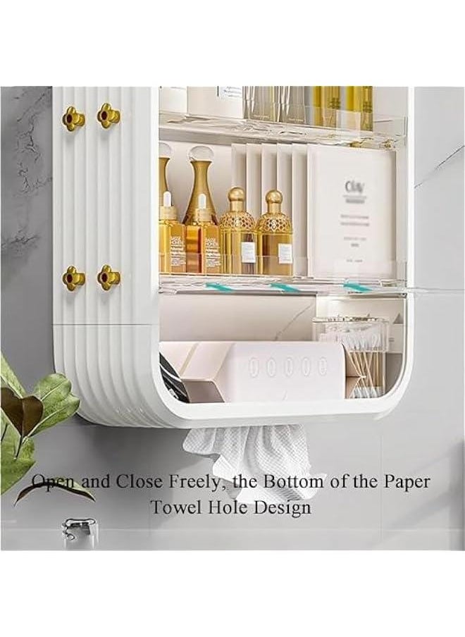 Generic - Wall-Mounted Makeup and Skincare Organizers Cosmetic Storage Box for Bathroom, Living Roomand Bedroom, Wall Floating Shelves Organizer Transparent Multi-Function Floating Rack (White) - Image 1