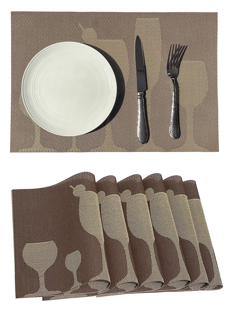 Morlife 6Pcs Placemats for Dining Table 45 * 30cm Easy to Clean Plastic Washable Placemat for Kitchen Table Indoor Outdoor Table Mats Heat-resistand Washable Woven Vinyl Table Mats - Image 1