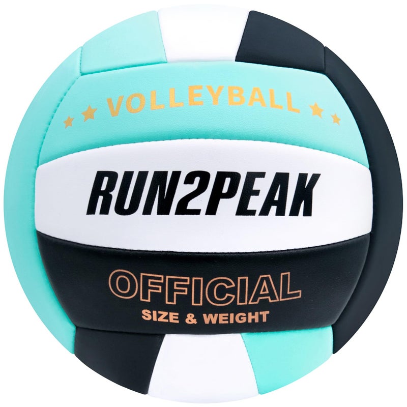 RUN2PEAK Soft Volleyball Ball Official Size 5 Volleyballs for Indoor Outdoor Beach Pool Game Play for Youth Teen Team Beginners Professional PU Leather Training Practice Volley Balls - Image 1