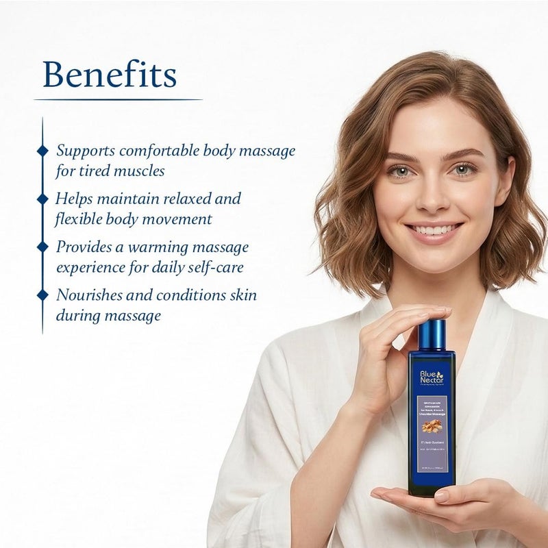 Blue Nectar Ayurvedic Body Massage Oil with Cinnamon & Clove Essential Oils (100ml,17 Herbs) - Image 5