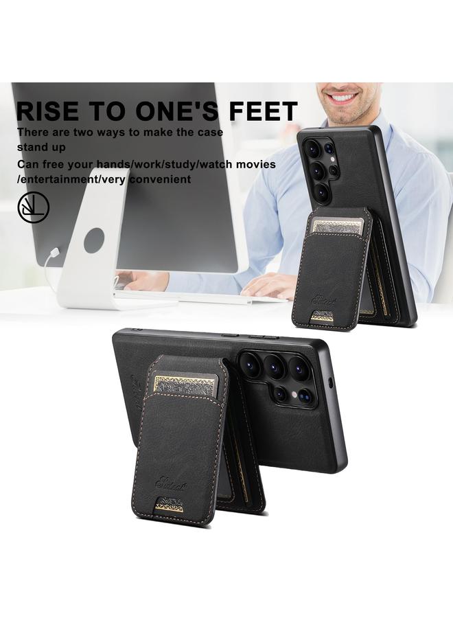 Suteni Case For Samsung Galaxy S25+ 5G H16 Litchi Texture Leather Detachable Wallet Back Phone Case - Image 5