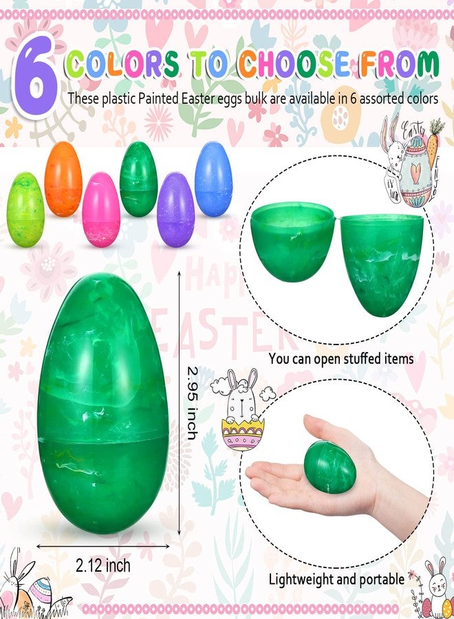 Sosation 60 Pcs 3.15" Painted Easter Eggs Jumbo Large Plastic Eggs Fillable Large Colorful Easter Eggs for Easter Theme Party Favor, Basket Stuffers Fillers, Easter Hunt Game Toys - Image 2