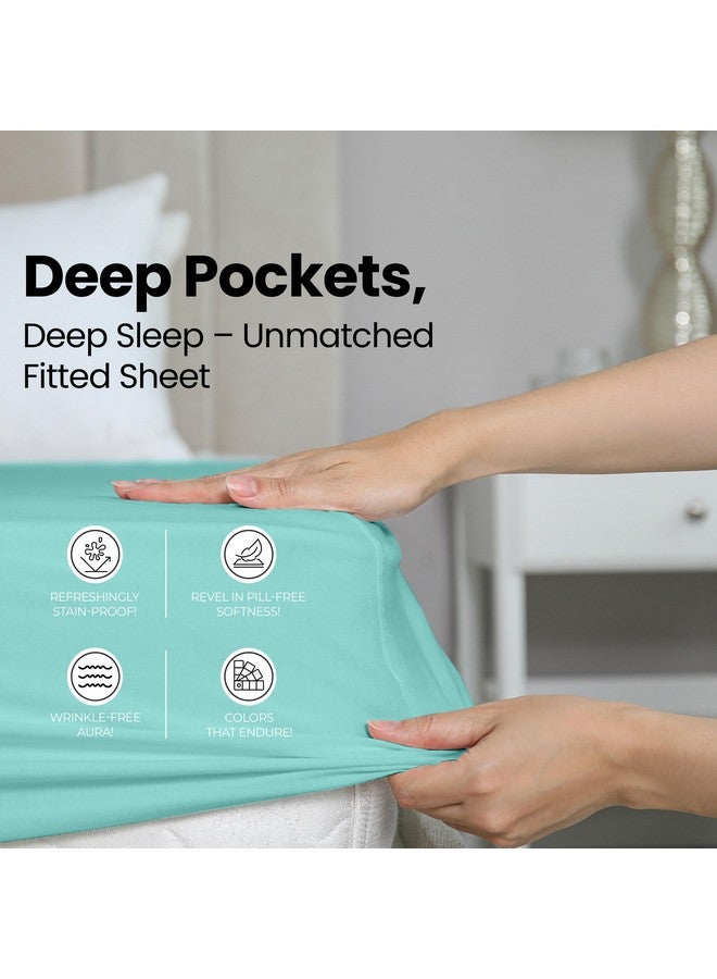 Utopia Bedding Queen Fitted Sheet - Bottom Sheet - Deep Pocket - Soft Microfiber - Shrinkage and Fade Resistant - Easy Care -1 Fitted Sheet Only (Spa Blue) - Image 5