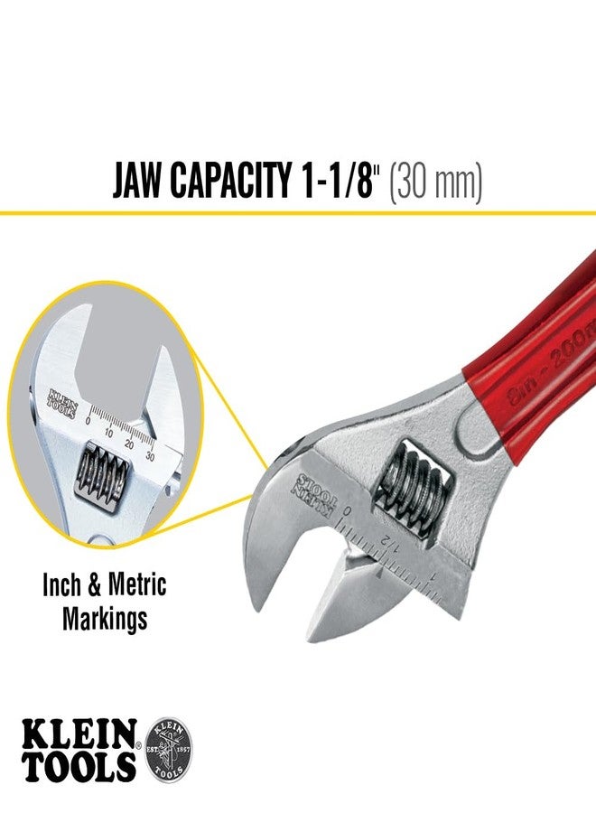 Klein Tools Adjustable Wrench, Extra Capacity Jaw Forged Drive Wrench with High Polish Chrome Finish, 8-Inch - Image 3
