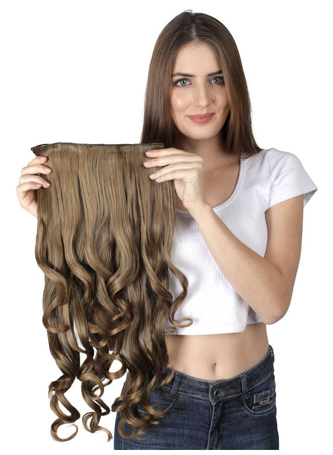 LUSH LOCKS Wigs Curly Synthetic Hair Extension For Women, Women'S Natural Brown 5 Clip In Wavy, Adult Access Portable, Easy To Use, Quick Installation (22 Inches) (Pack Of 1), (Golden Highlight)  - Image 3
