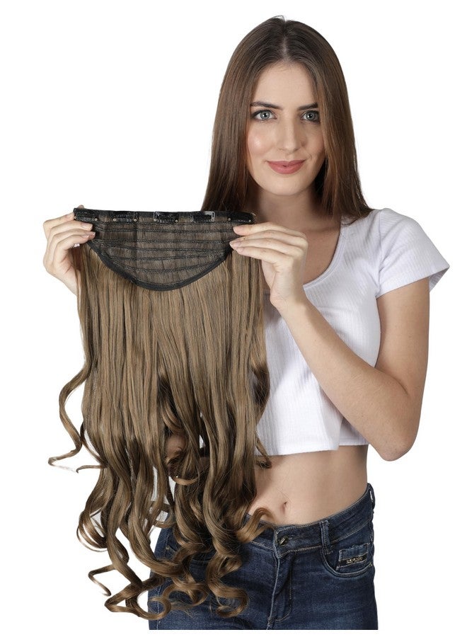 LUSH LOCKS Wigs Curly Synthetic Hair Extension For Women, Women'S Natural Brown 5 Clip In Wavy, Adult Access Portable, Easy To Use, Quick Installation (22 Inches) (Pack Of 1), (Golden Highlight)  - Image 2