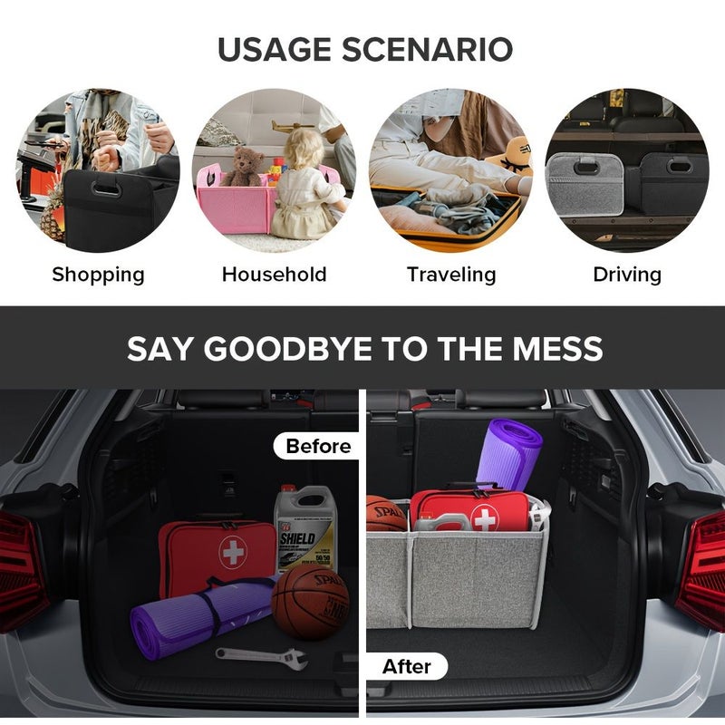 7.93gal Collapsible Trunk Organizer for SUV Black Space Saving - Image 5