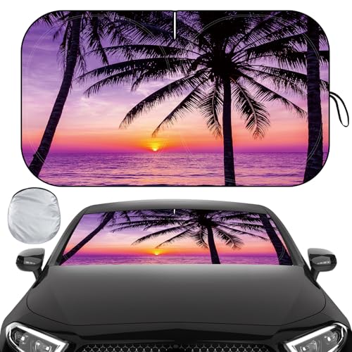 Clothclose Windshield Sun Shade Car Sun Shade Windshield Reflector Sunshade Offers Ultimate Protection for Car Interior Reflective Polyester Blocks Heat for CarsTrucksSUVs 57 x 315 in - Image 1