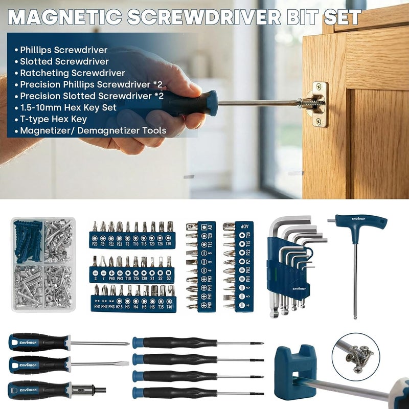 Enventor 218PCS General Household Tool Kit with Storage Toolbox, Blue - Image 5