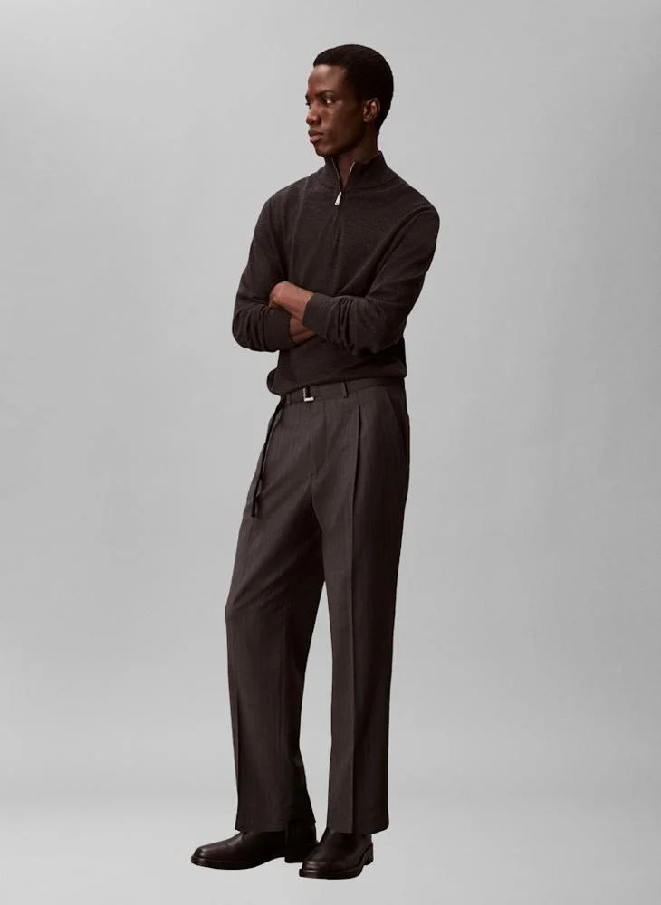 CALVIN KLEIN  Casual Straight Fit Belt Detail Trousers for Men | Best Price UAE