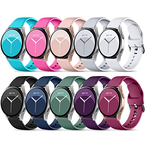 DaQin 10 Pack Bands Compatible with Samsung Galaxy Watch 7/6/5/4 40mm 44mm/Watch 6 Classic 43mm 47mm/Watch 5 Pro 45mm/Watch 4 Classic/Active 2 Band, 20mm Soft Silicone Sport Strap Wristbands Women Men - Image 1