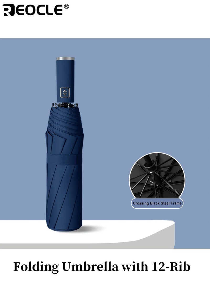REOCLE Unisex 12-Rib Automatic Open Close Folding Umbrella Windproof Compact Travel Umbrella with Ergonomic Plastic Handle 191T Pongee Fabric Stylish Foldable Umbrella Lightweight Durable Water Resistant Quick Drying Suitable for Daily Use Outdoor Activities Hiking Camping Commuting Business Trips Family Outings Ideal for Travelers Adults Families with Washing Machine Safe Material Portable Easy to Store Available in Multiple Colors for Men for Women for Adults - Image 1