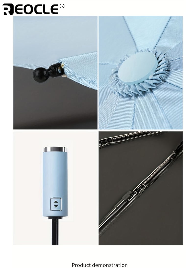 REOCLE Unisex 12-Rib Automatic Open Close Folding Umbrella Windproof Compact Travel Umbrella with Ergonomic Plastic Handle 191T Pongee Fabric Stylish Foldable Umbrella Lightweight Durable Water Resistant Quick Drying Suitable for Daily Use Outdoor Activities Hiking Camping Commuting Business Trips Family Outings Ideal for Travelers Adults Families with Washing Machine Safe Material Portable Easy to Store Available in Multiple Colors for Men for Women for Adults - Image 5