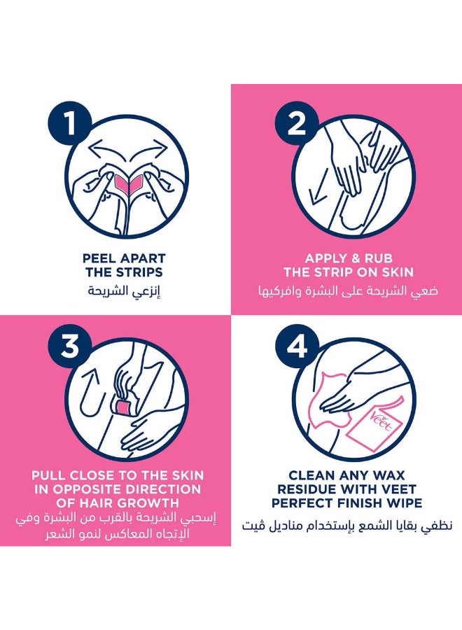Veet 4Pcs Veet  Easy Gel Wax Strips for Sensitive Skin, 12 Strips - Image 4