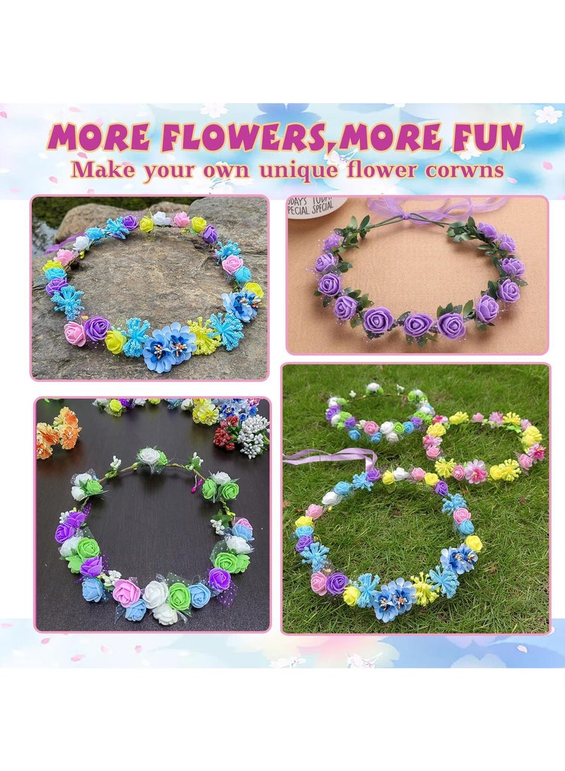 XiuWoo Flower Crowns Craft Kit, Make Your Own 12 PCs Flower Crowns Garland Handmade Arts and Crafts for Kids, DIY Fairy Flower Headbands and Bracelets,Hair Accessories Gift for Girls Teens Women - Image 5