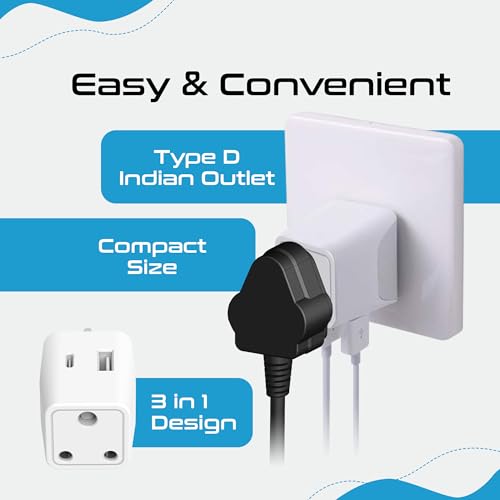 Ceptics India to USA Converter Plug, Travel Adapter, 3 in 1 India to Canada Converter Plug, Type B India to USA, Canada & More - 1 USB, 1 USB-C - CE Certified - RoHS Compliant - White - Image 5